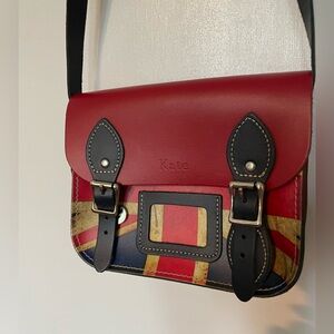NWOT leather Union Jack purse with “Kate” engraving